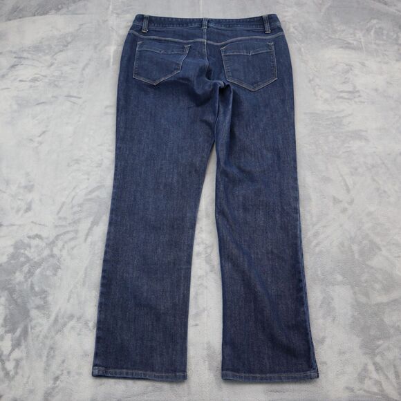 Lands End Pants Womens 8 Blue Straight Dark Wash Mid Rise Denim Button Jeans - Picture 7 of 16
